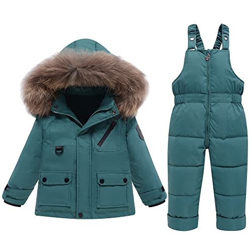 YALLET Baby Girls Boys Snowsuit, Infant Winter Clothes Toddler Kids Winter Warm Hooded Down Jacket Coat + Ski Bib Pants