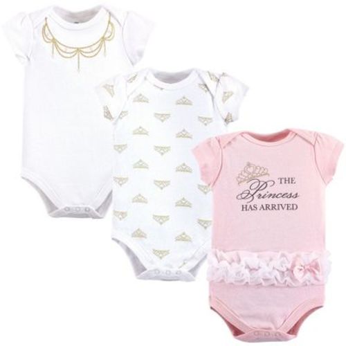 Little Treasure Baby Girl Cotton Bodysuits 3pk, Princess, 3-6 Months