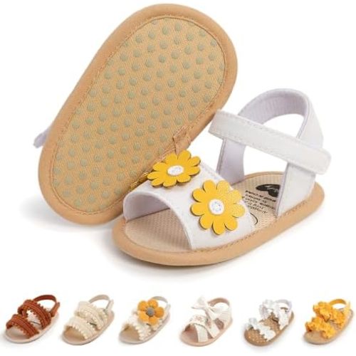 Ohwawadi Baby Boys Girls Sandals Soft Sole Summer Infant Wedding Dress Flat Shoes Beach Sandal Newborn Crib Shoes First Walkers