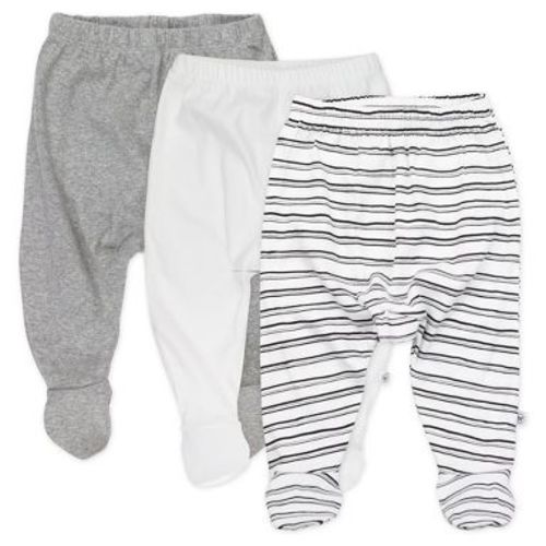 3-Pack Organic Cotton Footed Pants Sketchy Stripe 6-9m