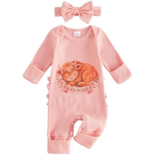Newborn Baby Girl Halloween Outfit Waffle Pumpkin Ghost Jumpsuit