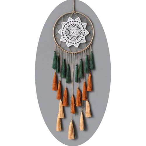 Dream Catchers for Teens Girl Bedrooms Decor Boho Nightmare Crochet Sun Floral Woodland Traditional Dreamcatcher Windchime for Boy Room Decorations, Baby Shower, Toddler Crib,Gold Green Orange