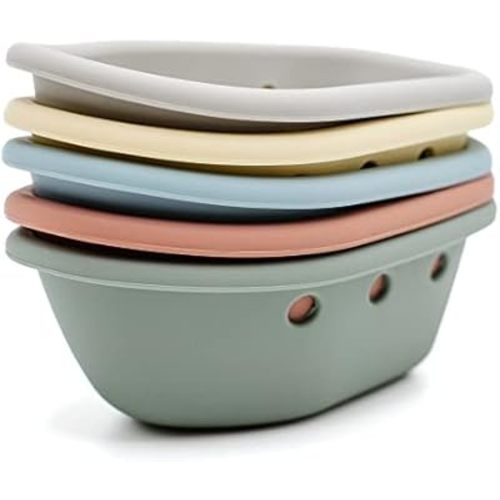 nouka Stacking Boats Toy | 100% Food-Grade Silicone | Safe & Soft | Dishwasher Friendly | Storm Set