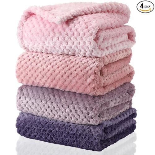 Frienda 4 Pcs Baby Fuzzy Blanket Fluffy Baby Blanket for Boys Girls Soft Warm Infant Newborn Toddler Receiving Nursery Bed Supplies, 32 x 24 Inch(Pink Color)