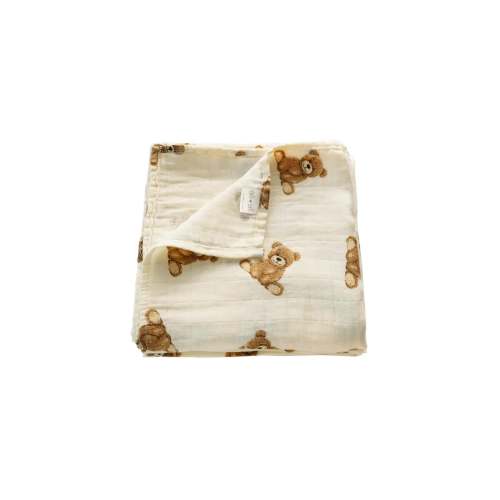 Teddy Bear Muslin Swaddle Blanket