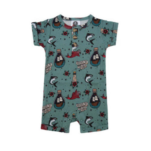 Raised by the sea bottle green romper – Metallimonsters
