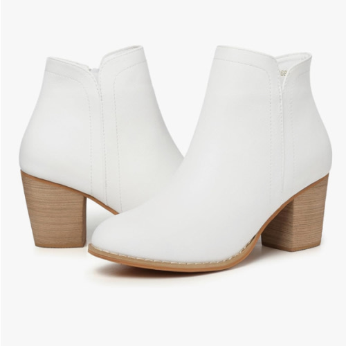 SHIBEVER Ankle Boots for Women Heel: Pointed Toe Chunky Block Low Heels Winter Fall Side Zipper Short Booties