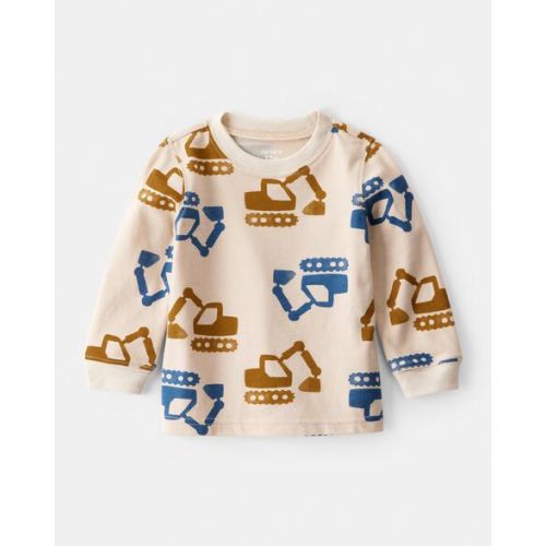Baby Boy Construction Print Long-Sleeve Graphic Tee - Beige - Carter's | Carter's