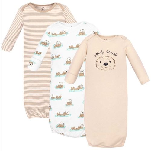 Touched by Nature Infant Boys Organic Cotton Gowns, Otters, Preemie-Newborn