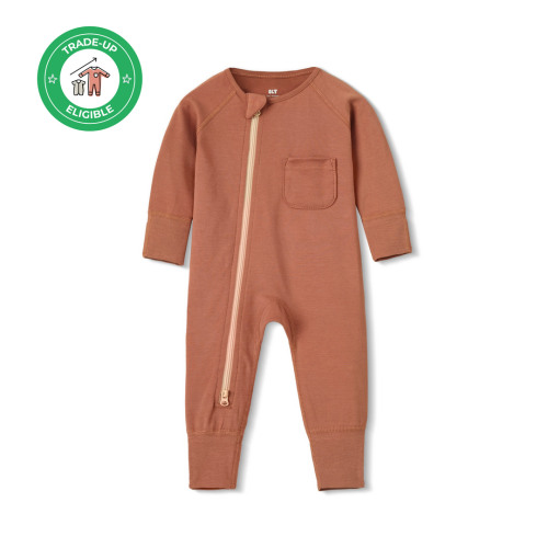 Organic Chestnut Zip Romper | Baby Sleeper | Our Little Treasures