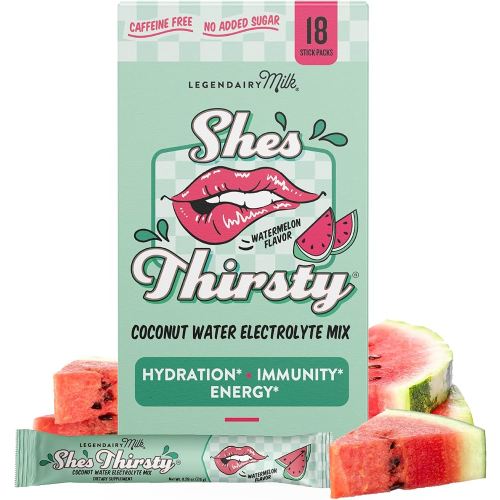 Legendairy Milk She’s Thirsty – Watermelon, Hydration Packets | Cortisol Supplement for Stress Relief & Adrenal Support | Coconut Water Electrolytes Powder, No Sugar Added 18 ct