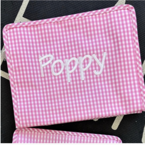 Personalized gingham pouch - large