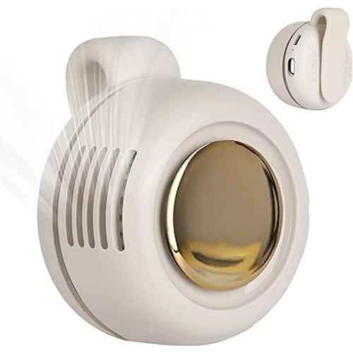 Feitenn Portable Silent Mini Bladeless Fan Clip On, Small Clip Fan with 360° Rotation, Adjustable 3-Speed Rechargeable Cooling Personal Whirlwind Fan for Shirt, Bag, Office, Travel and Outdoor (White)