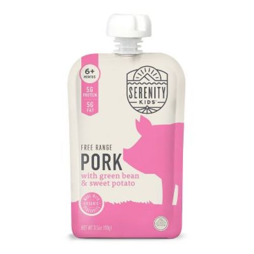 Serenity Kids Free Range Pork with Organic Green Beans and Sweet Potato Baby Food Pouch - 3.5oz