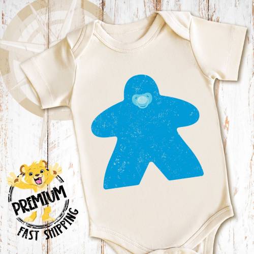 Blue Meeple Onesie®, Meeple Bodysuit, Gaming Onesie®, Meeple Onesie®, Blue Meeple Pacifier Onesie®, Board Game Onesie®, N1556