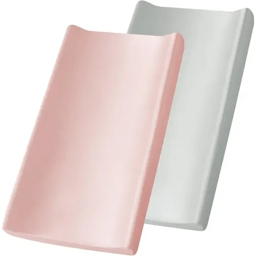 SiinvdaBZX 2 Pack Changing Pad Cover for Baby Girls Boys, Satin Silky Soft Changing Table Covers 32"x16"+5" Diaper Changing Pad Sheets, Silver & Pink