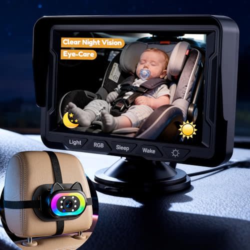 Wkzay HD 1080P Car Seat Camera: See Every Smile Breath & Expression Clearly Baby Backseat Camera for Rear Facing Infant - 940nm IR Night Vision for Solo-Driving Parents