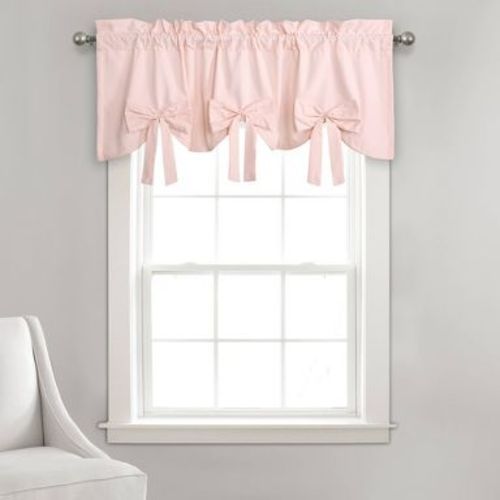 18"x52" Melody Bow Valance Blush Pink - Lush Décor: Window Valance, Solid Pattern, Rod Pocket