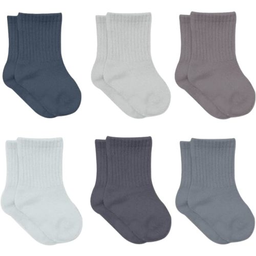 bistyle Baby Grip Ankle Socks 6 Pairs | Newborn Infant Toddlers Sock Organic Cotton | Kids Boys Girls Ankle