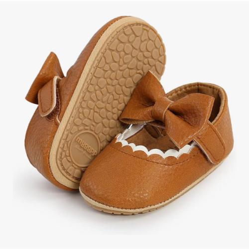 LAFEGEN Baby Girls Mary Jane Flats with Bownot Non Slip Soft Sole PU Leather Newborn Infant Toddler First Walker Cirb Dress Shoes (0-6mo)