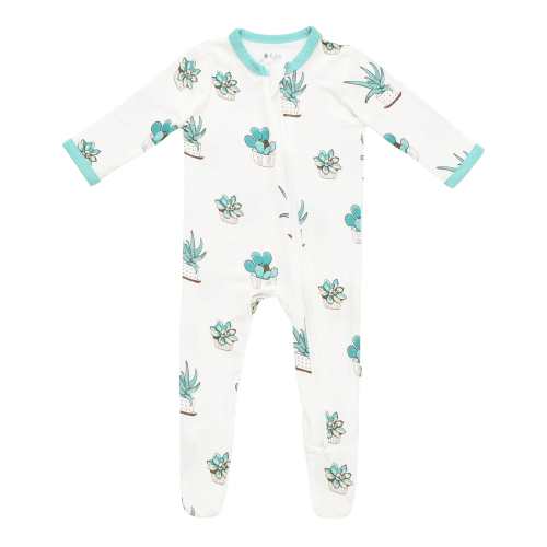 Printed Zippered Footie in Succulent
– Kyte BABY