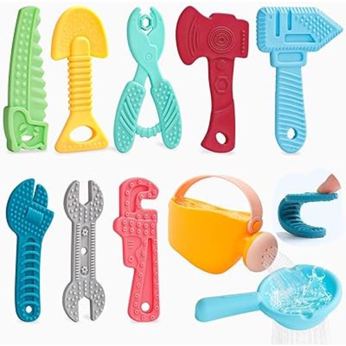 Tools Baby Bath Toys for Kids Ages 1-3 10PCS Toddler Bath Toys Mold Free Baby Gift for 6-12-18 Months Soft-Textured Sensory Teething Toys with Watering Can & Spoon in Bathtub Pool Watertable