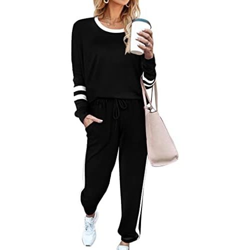 Aloodor Sweatsuit for Women 2 Piece Outfits for Womens Crewneck Sweatshirts Pullover