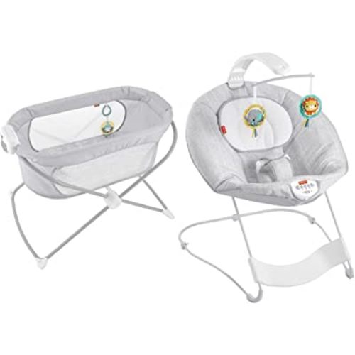 Fisher-Price Hearthstone Collection Bundle, See & Soothe Deluxe Baby Bouncer seat and Soothing View Vibe Bassinet, Nursery