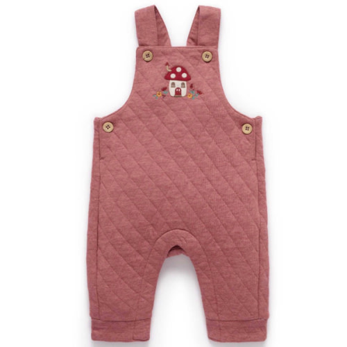 Pink Toadstool Quilted Overalls - Purebaby