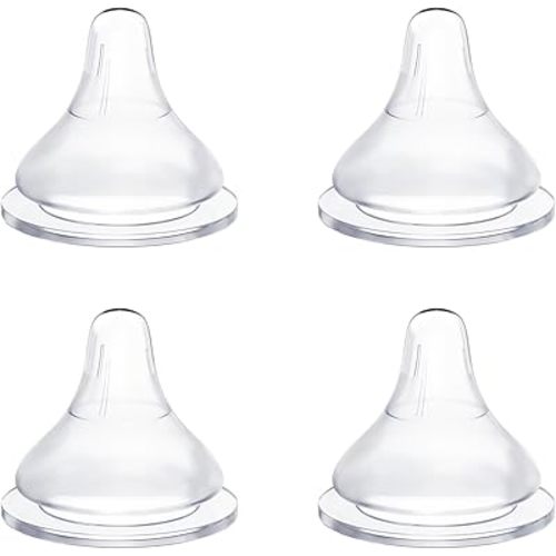 Silicone Bottle Nipples Compatible with Spectra Bottles, Replacement Soft Nipple for Baby 1+ Months, Anti-Colic, BPA-Free, Slow Flow, Size S, 4-Pack