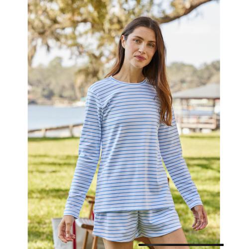 LAKE | Pima Cotton Pajamas | Rowing Stripe Crew Long Sleeve Bundle