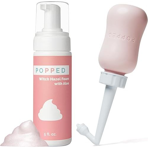 Popped Peri Bottle and Witch Hazel Foam with Aloe Postpartum Essentials Bundle