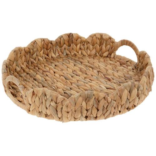 Water Hyacinth Round & Scalloped Tray