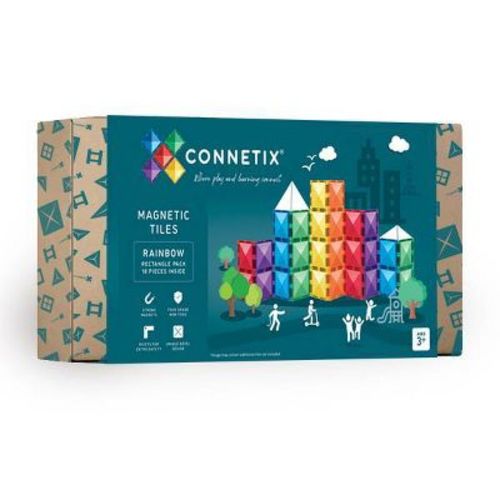 CONNETIX Magnetic Tiles Rainbow Rectangle Pack Building Blocks 18pc