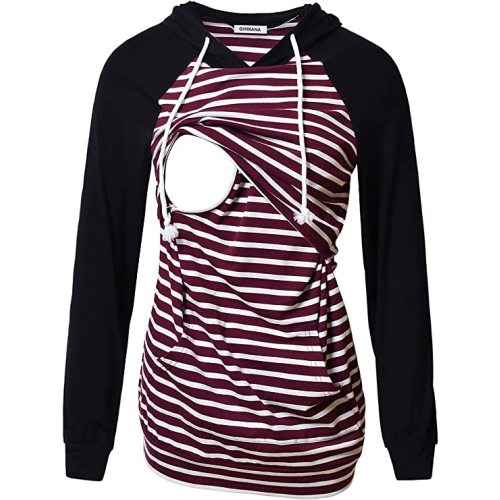 GINKANA Women's Nursing Hoodie Sweatshirt Long Sleeves Breastfeeding Maternity Tops Casual Clothes