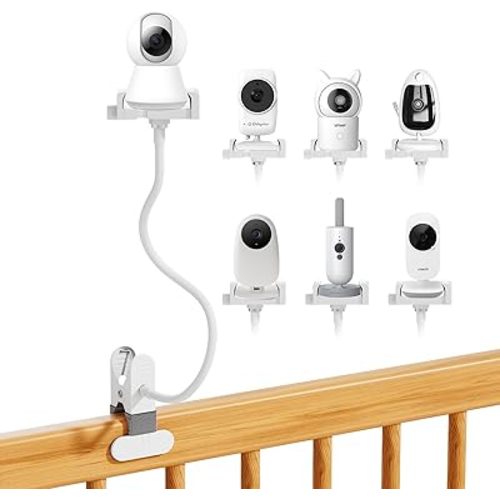 Flexible Baby Monitor Mount, Universal Goose Neck Holder Compatible with HelloBaby HB6550/HB65/HB66/HB6560, Secure Clamp & 1/4" Screw, No-Drill Installation for Momcozy, Baby Cameras (1PCS)