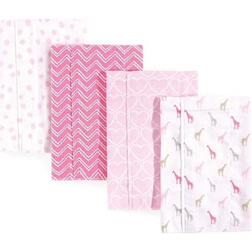Luvable Friends Unisex Baby Cotton Flannel Burp Cloths, Giraffe, One Size