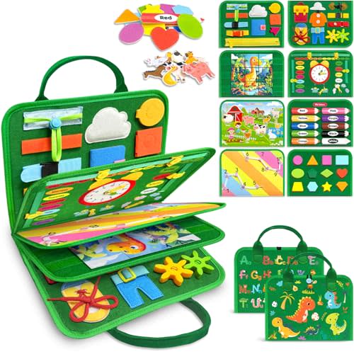 Gojmzo Busy Board Montessori Toys for Toddler Boy Birthday Gifts Busy Book | Sensory Toys, Airplane Car Travel Toy, Learning Educational Toys, Activity Book, Toddler Activities, Fine Motor Skills