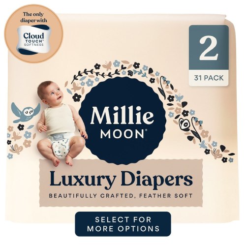 Millie Moon, Luxury Diapers, Size 1, Size 2, Size 3, Size 4, Size 5, Size 6, Size 7, Size 0