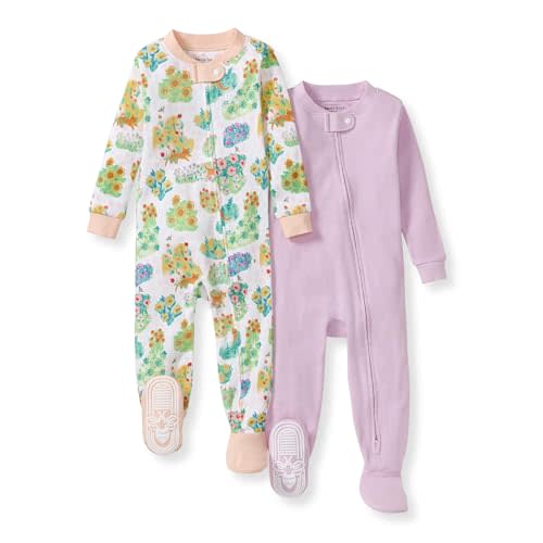Burt's Bees Baby Baby Girls Sleeper Pajamas, 100% Organic Cotton, One-piece PJs