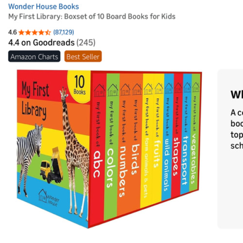 My First Library: Boxset of 10 Board Books for Kids