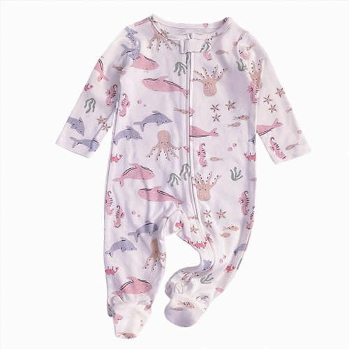 felwors Footie Pajamas for Baby Girls – Sleepers in Ultra-Soft with 2-Way Zipper & Ruffle Trim (Light Gray,6-9 Months)