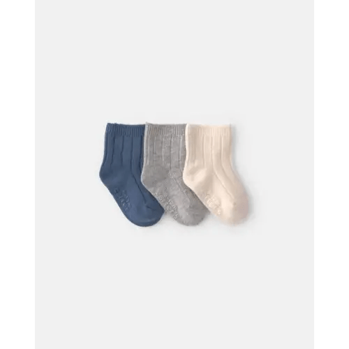 Baby 3-Pack Baby Booties - Blue/Ivory/Grey | Carter's