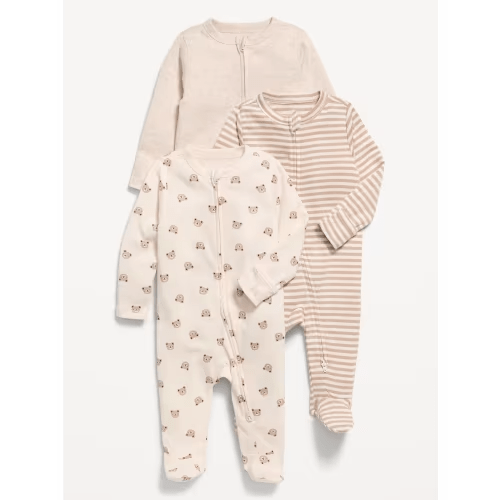 2-Way-Zip Sleep & Play Footed One-Piece 3-Pack for Baby