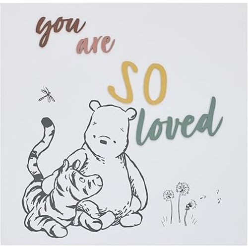 Everything Kids Disney Classic Winnie the Pooh and Tigger You Are So Loved Ivory and Grey Wood Wall Décor