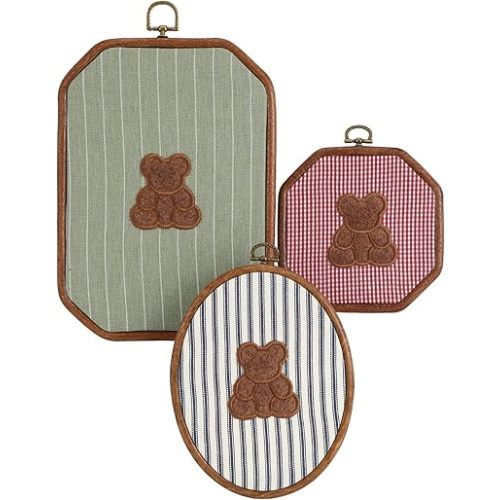 Novabright 3 Pack Handmade Vintage Teddy Bear Wall Art Nursery Canvas Print, Cute Teddy Bear Room Decor for Baby Shower FavorsBedroom Decor