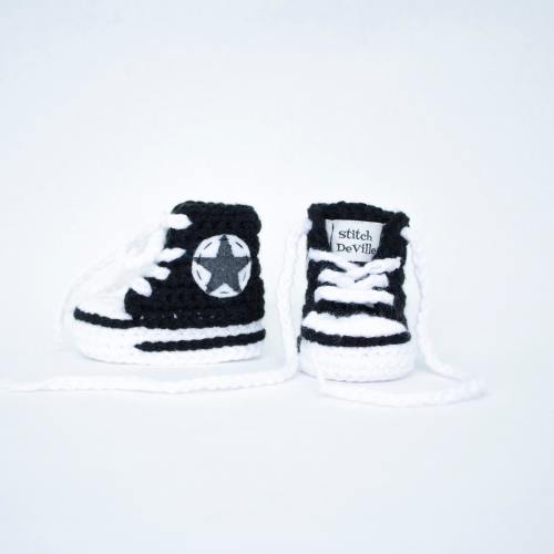 Black Crochet baby booties