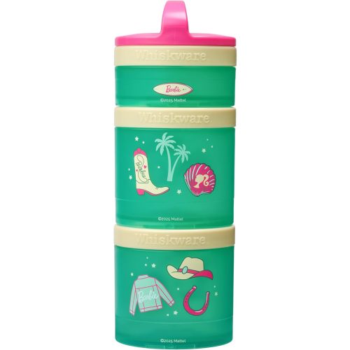 Barbie (Cowgirl Icons) Whiskware Stackable Snack Pack - 3 Jar + Handle - Pink/Yellow/Green