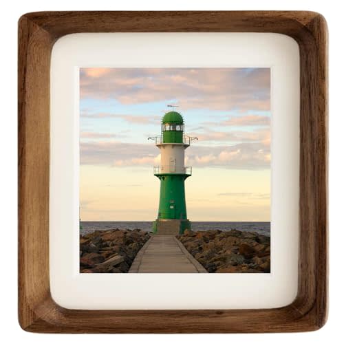 Zibrelte Natural 4x4 Picture Frame Wood with Mat for Pictures 3x3 or 4x4,Square Wall Photo Frames Made of Solid Walnut Wood for Tabletop Gallery Wall Hanging