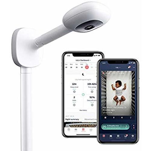 Nanit Plus - Smart Baby Monitor and Wall Mount: Camera with HD Video & Audio - Sleep Tracking - Night Vision - Temperature & Humidity Sensors and Two-Way Audio - Camera & Wall Mount